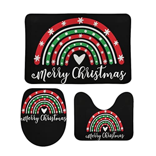 Badezimmer Set Vorleger 3 Teilig Frohe Weihnachten Regenbogen Rot Grün Mikrofaser Contour Badteppich Weiche WC Vorleger für WC Dusche Badezimmer Set Vorleger 3 Teilig Frohe Weihnachten Regenbogen Rot Grün Mikrofaser Contour Badteppich Weiche WC Vorleger für WC Dusche von Generic