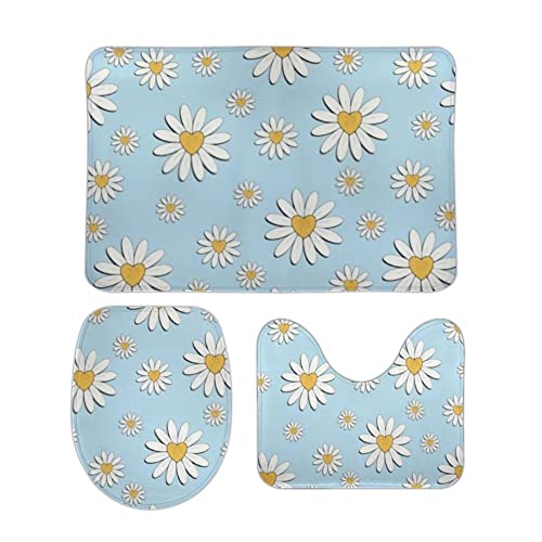Badezimmer Set Vorleger 3 Teilig Rosa Gänseblümchen Muster Frühling Weiß rutschfest U Förmige Matte Waschbar WC Matte für Dekoration Badezimmer Badezimmer Set Vorleger 3 Teilig Rosa Gänseblümchen Muster Frühling Weiß rutschfest U Förmige Matte Waschbar WC Matte für Dekoration Badezimmer von Generic