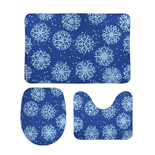 Badezimmer Set Vorleger 3 Teilig Winter Schneeflocken Blau Weiche U Förmige Matte Waschbar WC Vorleger für Dekoration Boden Badezimmer Set Vorleger 3 Teilig Winter Schneeflocken Blau Weiche U Förmige Matte Waschbar WC Vorleger für Dekoration Boden von Generic
