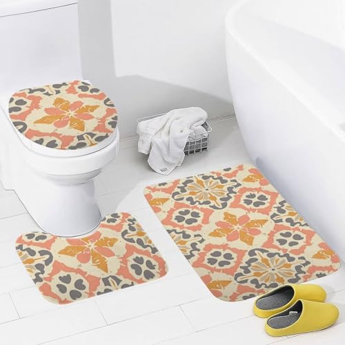 Badezimmer Teppich Set 3 Teilig,Senf und Pfirsich Weiche Contour Badteppich Flauschig WC Matte für Boden Dekoration WC Badezimmer Teppich Set 3 Teilig,Senf und Pfirsich Weiche Contour Badteppich Flauschig WC Matte für Boden Dekoration WC von Generic