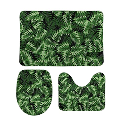 Badezimmer Teppich Set 3 Teilig Abstrakte Tropische Blume Trendfarben Mikrofaser U-förmiger Teppich Saugfähige WC Vorleger für Boden Dusche Badezimmer Teppich Set 3 Teilig Abstrakte Tropische Blume Trendfarben Mikrofaser U-förmiger Teppich Saugfähige WC Vorleger für Boden Dusche von Generic