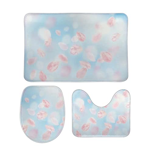 Badezimmer Teppich Set 3 Teilig Kirschlandschaft Saugfähige U-Form Badteppich Schnell Trocknend WC Vorleger für Dusche Badezimmer Badezimmer Teppich Set 3 Teilig Kirschlandschaft Saugfähige U-Form Badteppich Schnell Trocknend WC Vorleger für Dusche Badezimmer von Generic