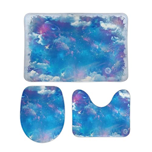 Badezimmer Teppich Set 3 Teilig Kosmische Decke Nachthimmelblau Saugfähige U Förmige Matte Flauschig WC Vorleger für WC Badezimmer Badezimmer Teppich Set 3 Teilig Kosmische Decke Nachthimmelblau Saugfähige U Förmige Matte Flauschig WC Vorleger für WC Badezimmer von Generic