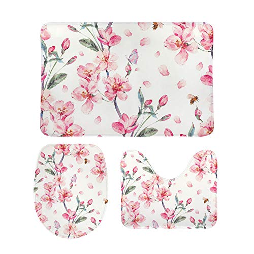 Badezimmer Vorleger 3-Teiliges Retro Aquarell Pink Badteppich Set 3-Teilig Weiches U-Förmiger Teppich Atmungsaktivem Badvorleger Für Wc-Abdeckung Dusche Schlafzimmer Badezimmer Vorleger 3-Teiliges Retro Aquarell Pink Badteppich Set 3-Teilig Weiches U-Förmiger Teppich Atmungsaktivem Badvorleger Für Wc-Abdeckung Dusche Schlafzimmer von Generic
