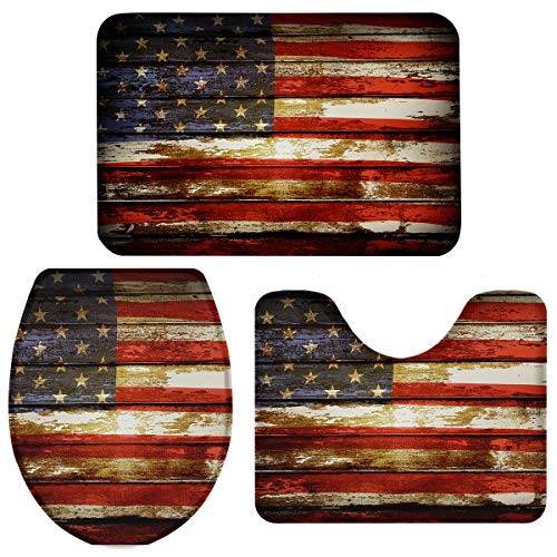 Badezimmer Vorleger 3-Teiliges Retro-Flagge Von Amerika Druck Badteppich Set 3-Teilig Saugfähiges Badvorleger Atmungsaktivem U-Förmiger Teppich Für Badewanne Wc-Deckelbezug Schlafzimmer Badezimmer Vorleger 3-Teiliges Retro-Flagge Von Amerika Druck Badteppich Set 3-Teilig Saugfähiges Badvorleger Atmungsaktivem U-Förmiger Teppich Für Badewanne Wc-Deckelbezug Schlafzimmer von Generic