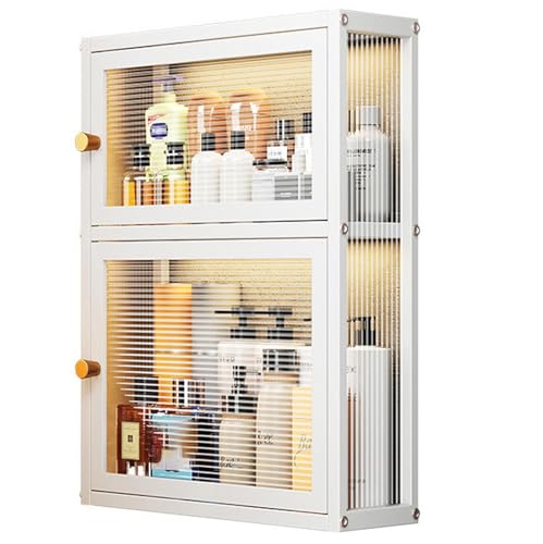 Badezimmer-Wandschrank, Medizinschrank aus Metall mit Glastür, Hängeschrank für Büro, Esszimmer, Wohnzimmer, Küche(Color:Weiß) von Generic