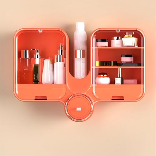 Badezimmer Wandschrank Hängend Abgerundete Schublade Versenkter Schubladengriff Bad Hängeschrank Geeignet für Kleine Wohnungen(Orange) von Generic
