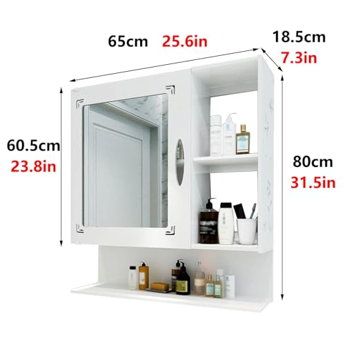Badezimmer Wandschrank Hängend mit Spiegel Offene Aufbewahrungsfächer Wandschrank Bad Schmal Montage Erforderlich Geeignet für Handtücher, Reinigungsmittel und Toilettenartikel(65 * 18.5 * 60.5cm) Badezimmer Wandschrank Hängend mit Spiegel Offene Aufbewahrungsfächer Wandschrank Bad Schmal Montage Erforderlich Geeignet für Handtücher, Reinigungsmittel und Toilettenartikel(65 * 18.5 * 60.5cm) von Generic