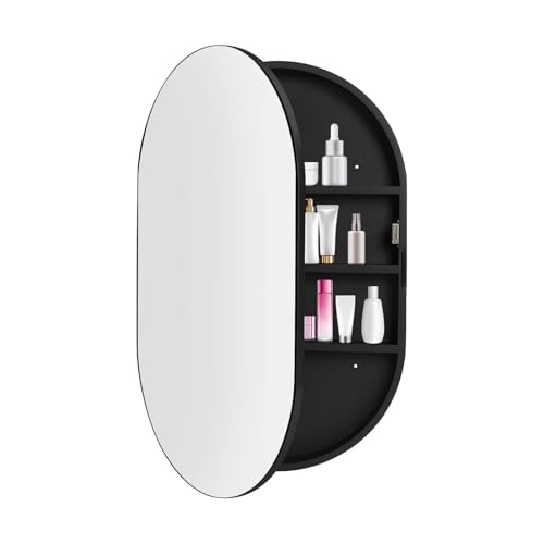 Badezimmer Wandschrank Spiegel Holzmaterial Spiegelschrank Badezimmer Schwarz Edelstahlscharniere Geeignet für Schlafzimmer und Eingangsbereich(Black,50 * 10.4 * 78cm) von Generic