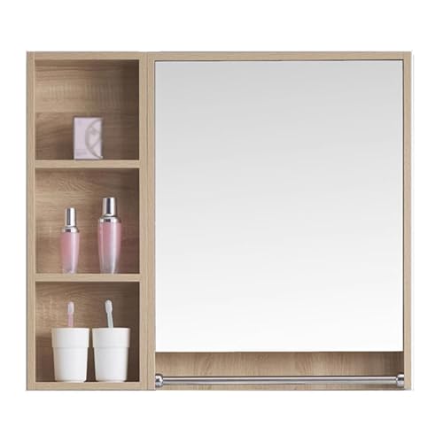 Badezimmer Wandschrank mit Spiegel mit Handtuchhalter Badschrank Spiegelschrank Lochmontage Offene Trennwand for Bathroom(A,80 * 12 * 70cm) von Generic