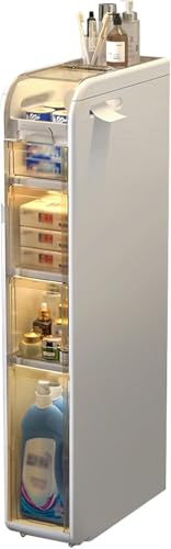 Badezimmer-aufbewahrungsschrank Mit Durchsichtigen Schubladen Und Rollen, Boden Freistehender Schmaler Hochschrank Für Küche Flur Wohnzimmer Wc Lücke Schlafzimmer Wäscherei, Ordinary, 4 Tiers Badezimmer-aufbewahrungsschrank Mit Durchsichtigen Schubladen Und Rollen, Boden Freistehender Schmaler Hochschrank Für Küche Flur Wohnzimmer Wc Lücke Schlafzimmer Wäscherei, Ordinary, 4 Tiers von Generic