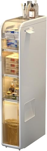 Badezimmer-aufbewahrungsschrank Mit Durchsichtigen Schubladen Und Rollen, Boden Freistehender Schmaler Hochschrank Für Küche Flur Wohnzimmer Wc Lücke Schlafzimmer Wäscherei, With Rebound Door, 4 Tiers Badezimmer-aufbewahrungsschrank Mit Durchsichtigen Schubladen Und Rollen, Boden Freistehender Schmaler Hochschrank Für Küche Flur Wohnzimmer Wc Lücke Schlafzimmer Wäscherei, With Rebound Door, 4 Tiers von Generic