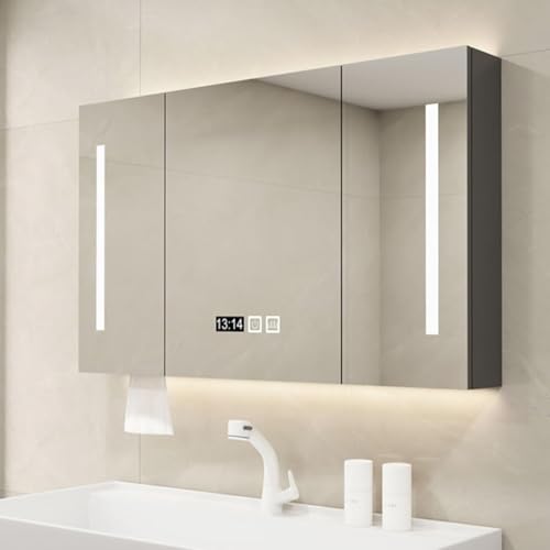 Badezimmer-kosmetikspiegel Mit Stauraum, Wandmontierter Intelligenter Medizinschrank Mit Led-spiegel, Medizinschrank Mit Defogger, Led-schminkspiegel Mit Stufe, Grey, 100*12*70cm/39.4*4.7*27.6in Badezimmer-kosmetikspiegel Mit Stauraum, Wandmontierter Intelligenter Medizinschrank Mit Led-spiegel, Medizinschrank Mit Defogger, Led-schminkspiegel Mit Stufe, Grey, 100*12*70cm/39.4*4.7*27.6in von Generic