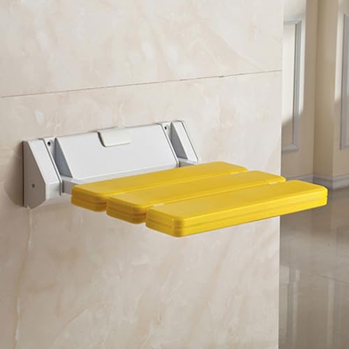 Badezimmerhocker for Erwachsene, an der Wand montierter Badezimmerhocker, Badezimmer-Klapphocker, Duschsitz, platzsparender Dusch-Klappsitz, rutschfest, (Color : Yellow) von Generic