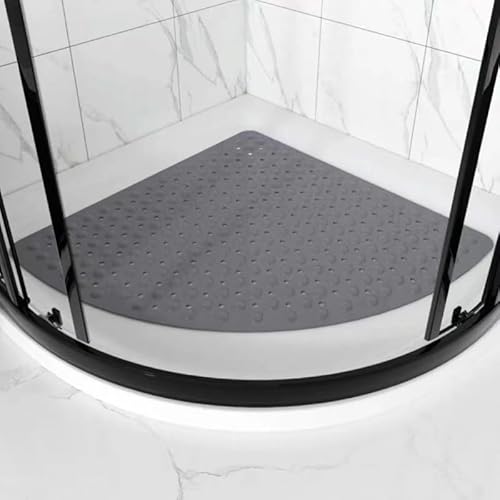 Badezimmermatte, Eckmatte, Duschraum, Rutschfester Boden, Dusche, Fußmatte, Saugnäpfe Und Abflusslöcher, Maschinenwaschbare Eckduschmatten Für Die Innendusche, Badematte Fü, Grey, 65cm*65cm von Generic