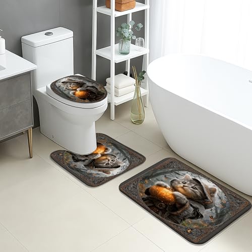 Badezimmermatten-Set, 3-teilig, niedliches Waschbär-Tier-Design, saugfähig, rutschfest, WC-Vorleger, U-förmig, waschbar, rustikaler Wald, schnell trocknend, Flanell-Badezimmerteppich-Set Badezimmermatten-Set, 3-teilig, niedliches Waschbär-Tier-Design, saugfähig, rutschfest, WC-Vorleger, U-förmig, waschbar, rustikaler Wald, schnell trocknend, Flanell-Badezimmerteppich-Set von Generic