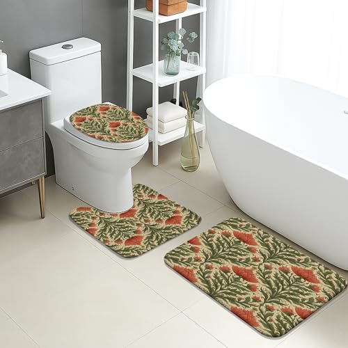 Badezimmermatten-Set mit Vintage-Blumenmuster, 3-teilig, elegante Rosenblätter, saugfähig, rutschfest, U-förmig, waschbar, Herbst-inspiriert, schnell trocknend, Memory-Schaum, Badezimmerteppich-Set Badezimmermatten-Set mit Vintage-Blumenmuster, 3-teilig, elegante Rosenblätter, saugfähig, rutschfest, U-förmig, waschbar, Herbst-inspiriert, schnell trocknend, Memory-Schaum, Badezimmerteppich-Set von Generic