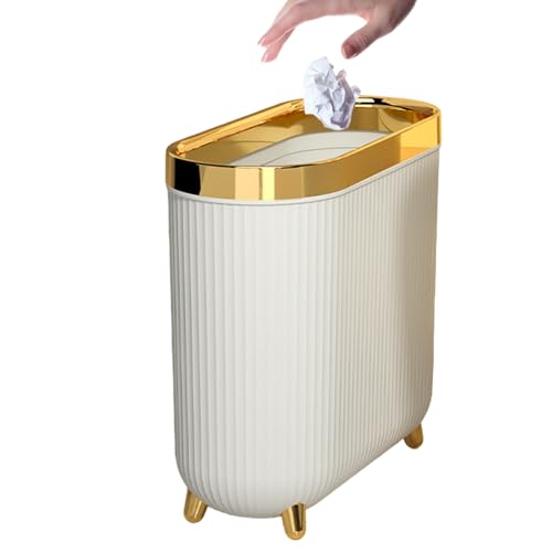 Badezimmerpapierkorb - Schmaler WC-Korb, kleiner Mülleimer mit Deckel | Kompaktes Zubehör mit elegantem Stil, langlebiger Mülleimer für Badezimmer Toilette Schlafzimmer ande von Generic