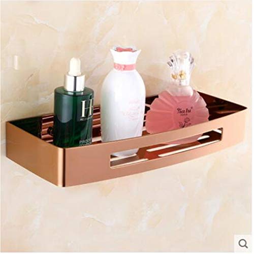 Badezimmerregal Wandmontage Gold 304 Edelstahl Quadratisches Badezimmer Seifenschale Badewanne Duschregal Bad Shampoo Halter Korbhalter, Rose Gold One Tier von Generic