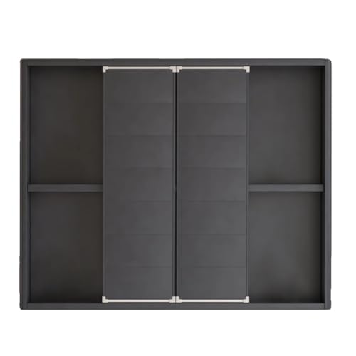 Badezimmerschrank Spiegel Schwarz mit Offenem Ablagefach Wandschrank Badezimmer Befestigung mit Bohrungen Geeignet für Zahnbürstenbecher, Kämme, Duschgel(A,80 * 10 * 63cm) von Generic