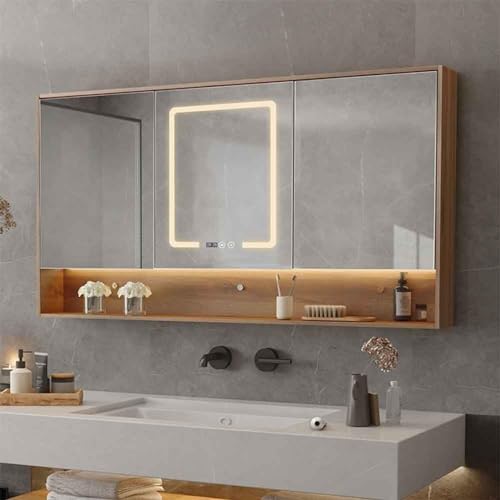 Badezimmerspiegel Mit Stauraum Anti-beschlag-spiegelschrank Für Waschtisch Hd Rechteck Badezimmer Wandschrank Mit Touch Switch Home Decor, 60cm Badezimmerspiegel Mit Stauraum Anti-beschlag-spiegelschrank Für Waschtisch Hd Rechteck Badezimmer Wandschrank Mit Touch Switch Home Decor, 60cm von Generic