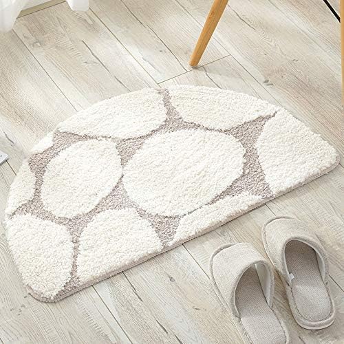 Badezimmerteppich Matte Halbrund Extra Weicher Rutschfester Plüschteppich Matten Wasserabsorbierender Duschteppich Für Badewanne, Dusche Und Bad, Maschinenwaschbar, White, 40 x 60 cm (Rectangular) von Generic