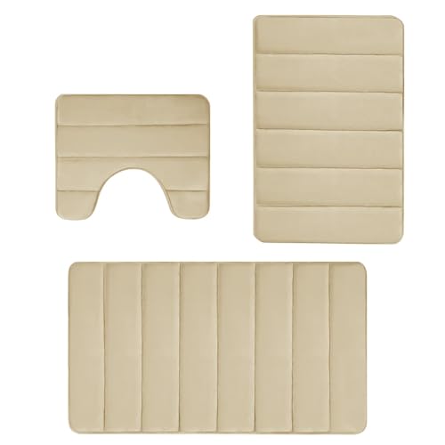 Badezimmerteppich-Set, rutschfest, waschbares Badezimmerteppich-Set | 3 x WC-Vorleger in U-Form von Generic