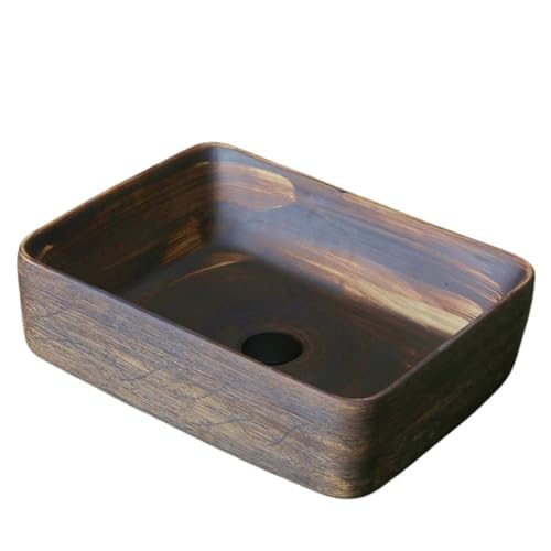 Badezimmerwaschbecken, S – Keramik, quadratisch, für den Innen- und Außenbereich, Vintage-Aufsatzwaschbecken, Terrassenwaschbecken, Einzelwaschbecken, Waschtisch Badezimmerwaschbecken, S – Keramik, quadratisch, für den Innen- und Außenbereich, Vintage-Aufsatzwaschbecken, Terrassenwaschbecken, Einzelwaschbecken, Waschtisch von Generic