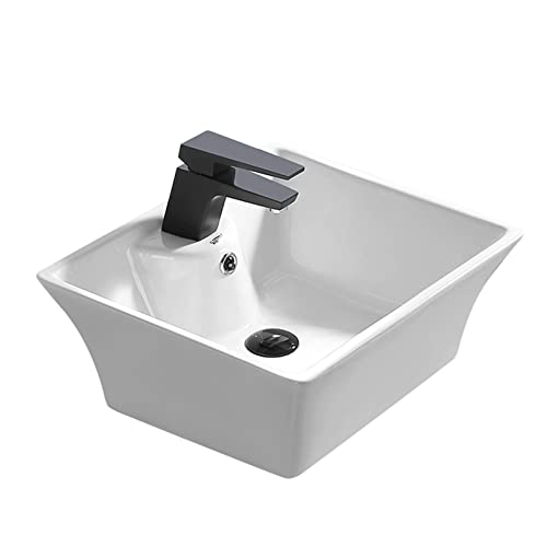Badezimmerwaschbecken, S – Keramik-Waschbecken, 19,4 x 16 Zoll, rechteckige Arbeitsplatte, modernes Waschbecken aus Porzellan, Waschtisch, Kunstbecken, weißer Waschtisch Badezimmerwaschbecken, S – Keramik-Waschbecken, 19,4 x 16 Zoll, rechteckige Arbeitsplatte, modernes Waschbecken aus Porzellan, Waschtisch, Kunstbecken, weißer Waschtisch von Generic