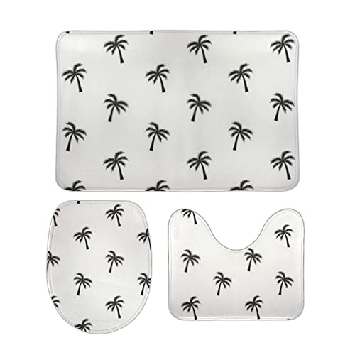 Badgarnitur 3 Teilig Schwarze Doodle-Skizze-Palme rutschfest Contour Badteppich Saugfähige WC Vorleger für Dusche Badezimmer Badgarnitur 3 Teilig Schwarze Doodle-Skizze-Palme rutschfest Contour Badteppich Saugfähige WC Vorleger für Dusche Badezimmer von Generic