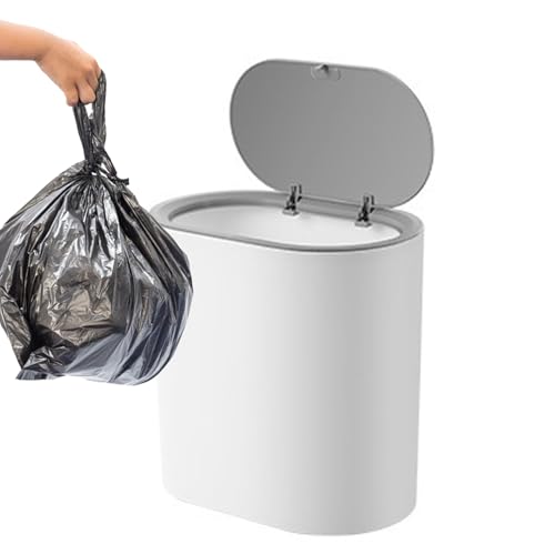 Badmülleimer - Druckdeckel Mülleimer klein schmal Küche Gästetoilette | moderner Abfalleimer mit Klappdeckel | Tischabfalleimer für Kame Badmülleimer - Druckdeckel Mülleimer klein schmal Küche Gästetoilette | moderner Abfalleimer mit Klappdeckel | Tischabfalleimer für Kame von Generic
