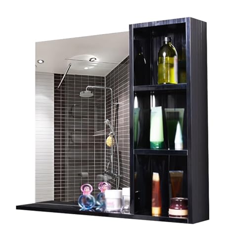 Badschrank Spiegel Innen Opbergplank voor de Spiegel Bathroom Mirror Cabinet with Lighting Bevestiging met Gaten Geschikt voor Tandenborstelbekers, Kammen en Douchegel(A,60 * 13 * 70cm) von Generic