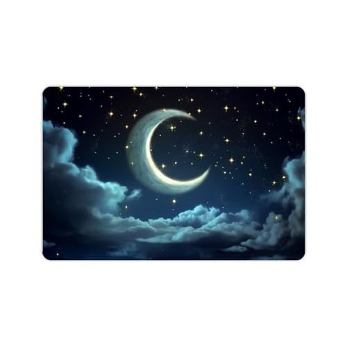 Badteppich Mond Sterne Nachthimmel, 40X60Cm Fußabtreter Waschbar Schmutzfangmatte Rutschfester Matte Für Déco Entrée Intérieur von Generic