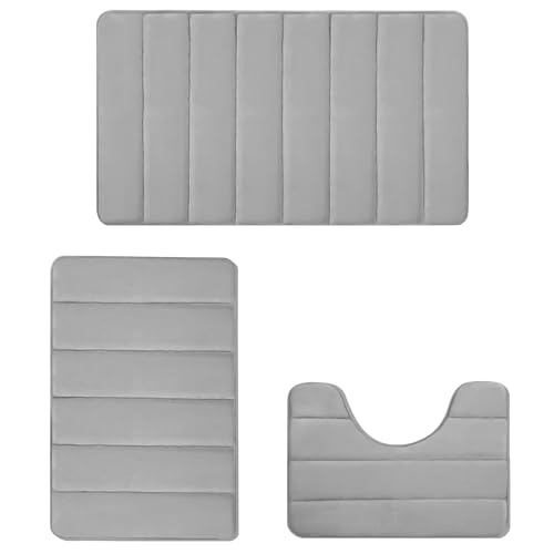 Badteppich-Set, rutschfeste Badteppich-Set, 3X Badteppiche Set für Badezimmer Anti-Rutsch, U-förmige WC-Vorleger, Saugfähige Weichschaum-Matte Waschbar Badteppich-Set, rutschfeste Badteppich-Set, 3X Badteppiche Set für Badezimmer Anti-Rutsch, U-förmige WC-Vorleger, Saugfähige Weichschaum-Matte Waschbar von Generic