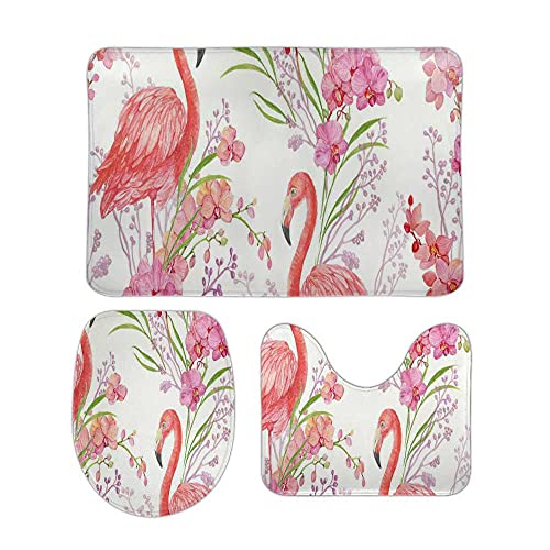 Badteppich Set 3-Teilig Exotische Rosa Flamingos Badezimmer Vorleger 3-Teiliges Atmungsaktivem U-Förmiger Teppich Weiches Badematte Für Wc-Abdeckung Badewanne Schlafzimmer Badteppich Set 3-Teilig Exotische Rosa Flamingos Badezimmer Vorleger 3-Teiliges Atmungsaktivem U-Förmiger Teppich Weiches Badematte Für Wc-Abdeckung Badewanne Schlafzimmer von Generic