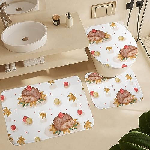 Badteppich Set 3-Teilig Süße Igel Badezimmer Vorleger 3-Teiliges Weiches U-Förmiger Teppich rutschfeste Badvorleger Für Dusche Wc-Abdeckung Schlafzimmer Badteppich Set 3-Teilig Süße Igel Badezimmer Vorleger 3-Teiliges Weiches U-Förmiger Teppich rutschfeste Badvorleger Für Dusche Wc-Abdeckung Schlafzimmer von Generic