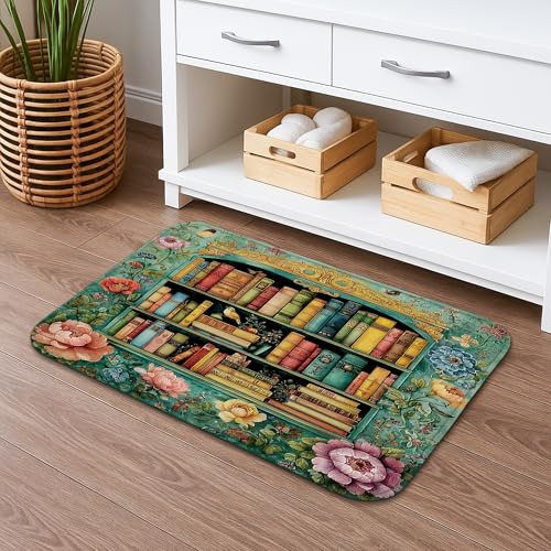 Badteppich mit Blumenmuster, schnell trocknend, buntes Blumendesign, saugfähig, rutschfest, künstlerischer Memory-Schaum, waschbar, Badteppiche für Badezimmer, Dekoration, 50,8 x 81,3 cm von Generic