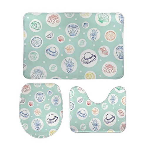 Badteppiche Set 3 Teilig Pastellgrüner tropischer Strand Weiche U-förmiger Kontur rutschfest WC Vorleger für WC Dusche Badteppiche Set 3 Teilig Pastellgrüner tropischer Strand Weiche U-förmiger Kontur rutschfest WC Vorleger für WC Dusche von Generic
