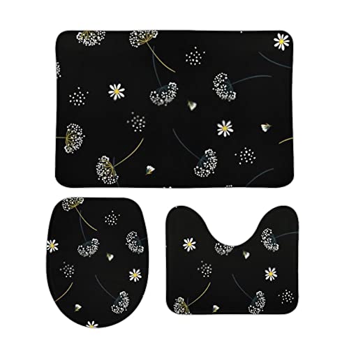Badteppiche Set 3 Teilig Wind weht Dandelion Blumen weiß Schnell Trocknend U-Form Toilettenmatte rutschfest WC Vorleger für Dekoration Badezimmer Badteppiche Set 3 Teilig Wind weht Dandelion Blumen weiß Schnell Trocknend U-Form Toilettenmatte rutschfest WC Vorleger für Dekoration Badezimmer von Generic