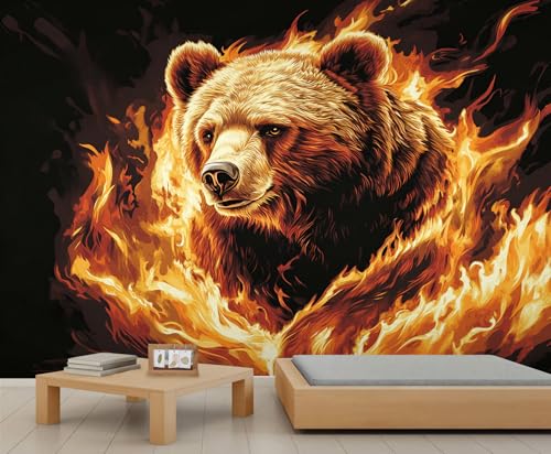 Bär Wandbild Abstrakte Tapete Flamme Wandtapete Schwarze Tapete für Schlafzimmer Wohnzimmer Zimmerdekor Sofa TV Hintergrund Großes Wandgemälde Poster 200X140cm Bär Wandbild Abstrakte Tapete Flamme Wandtapete Schwarze Tapete für Schlafzimmer Wohnzimmer Zimmerdekor Sofa TV Hintergrund Großes Wandgemälde Poster 200X140cm von Generic