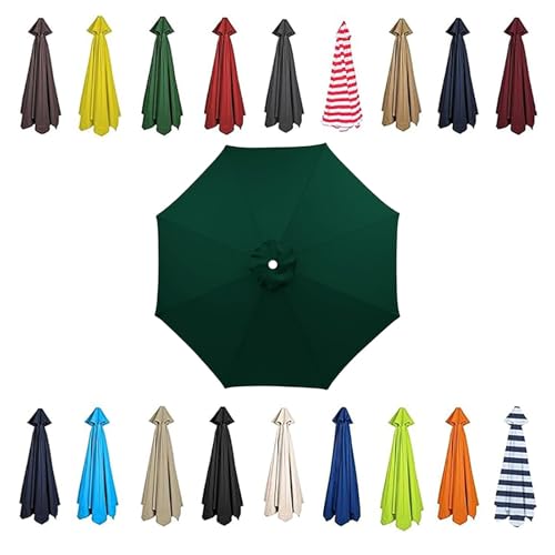 Baldachin Abdeckung Outdoor Markt Tisch Schirm 6/8 Rippen Terrassenschirm Bespannung Stoffbezug UV-Schutz Gartenschirm Ersatz-Überdachung 2.0/2.3/2.5/2.7/3.0m Für Strand(Dunkelgrün,8 Ribs-230cm) von Generic