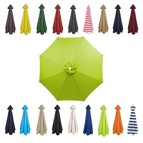 Baldachin Abdeckung Outdoor Markt Tisch Schirm 6/8 Rippen Terrassenschirm Bespannung Stoffbezug UV-Schutz Gartenschirm Ersatz-Überdachung 2.0/2.3/2.5/2.7/3.0m Für Strand(Grass green,6 Ribs-200cm) von Generic