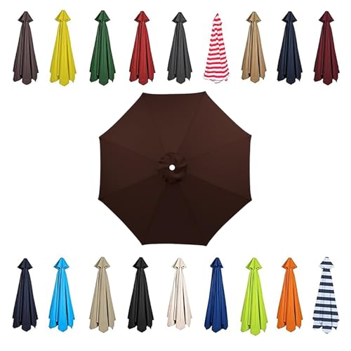 Baldachin Abdeckung Outdoor Markt Tisch Schirm 6/8 Rippen Terrassenschirm Bespannung Stoffbezug UV-Schutz Gartenschirm Ersatz-Überdachung 2.0/2.3/2.5/2.7/3.0m Für Strand(Kaffee,6 Ribs-250cm) von Generic