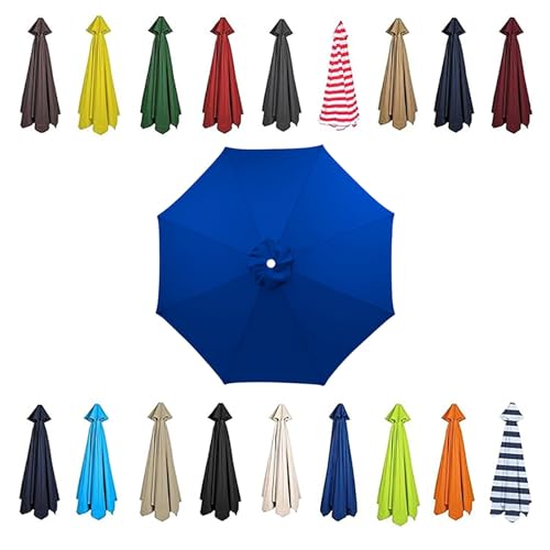 Baldachin Abdeckung Outdoor Markt Tisch Schirm 6/8 Rippen Terrassenschirm Bespannung Stoffbezug UV-Schutz Gartenschirm Ersatz-Überdachung 2.0/2.3/2.5/2.7/3.0m Für Strand(Königsblau,8 Ribs-270cm) von Generic