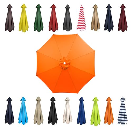 Baldachin Abdeckung Outdoor Markt Tisch Schirm 6/8 Rippen Terrassenschirm Bespannung Stoffbezug UV-Schutz Gartenschirm Ersatz-Überdachung 2.0/2.3/2.5/2.7/3.0m Für Strand(Orange,6 Ribs-250cm) von Generic