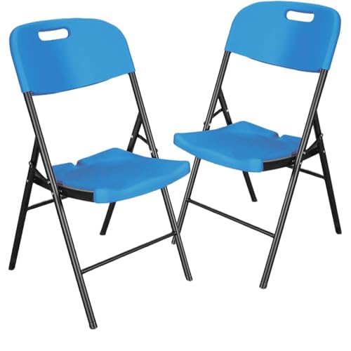 Balkon Stühle 2er Set, Klappstuhl, Kein Zusammenbau Erforderlich, Umweltfreundliches HDPE-Material, Geeignet für Veranstaltungen im Innen- und Außenbereich, Essen, Hochzeiten(Blue) von Generic