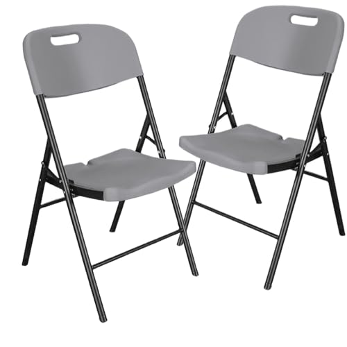 Balkon Stühle 2er Set, Klappstuhl, Kein Zusammenbau Erforderlich, Umweltfreundliches HDPE-Material, Geeignet für Veranstaltungen im Innen- und Außenbereich, Essen, Hochzeiten(Gray) von Generic