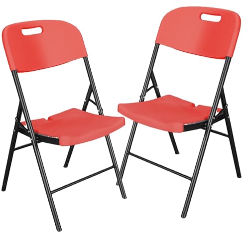 Balkon Stühle 2er Set, Klappstuhl, Kein Zusammenbau Erforderlich, Umweltfreundliches HDPE-Material, Geeignet für Veranstaltungen im Innen- und Außenbereich, Essen, Hochzeiten(Red) von Generic