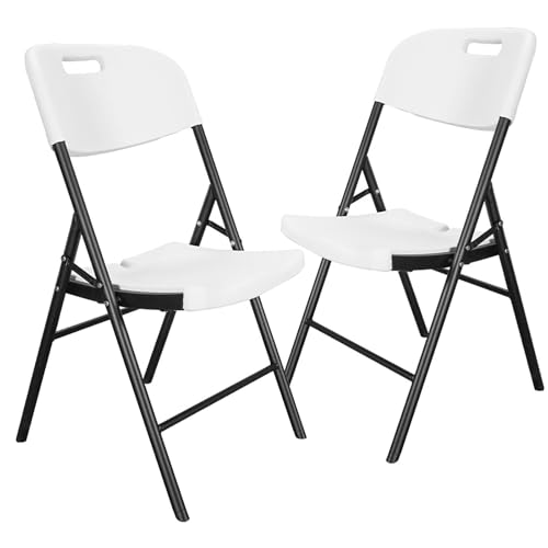 Balkon Stühle 2er Set, Klappstuhl, Kein Zusammenbau Erforderlich, Umweltfreundliches HDPE-Material, Geeignet für Veranstaltungen im Innen- und Außenbereich, Essen, Hochzeiten(White) von Generic