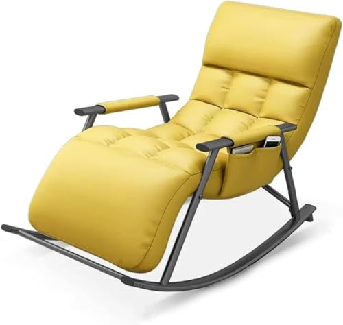 Balkonschaukelstuhl, Wohnzimmer-relaxsessel Mit Stahlbeinen, Gepolsterter Sitz Aus Technischem Tuch, Bequemer Sofasessel, Sessel Mit Verstellbarer Fußstütze, Yellow, Black Leg von Generic